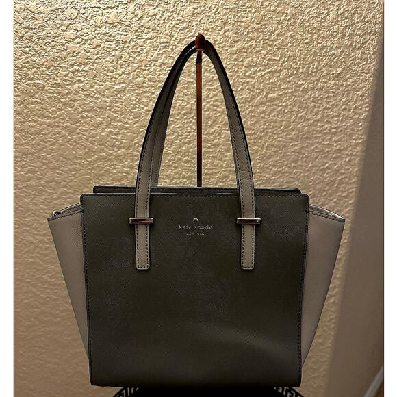 Kate Spade 2 tone leather satchel with crossbody strap - Picture 1 of 6